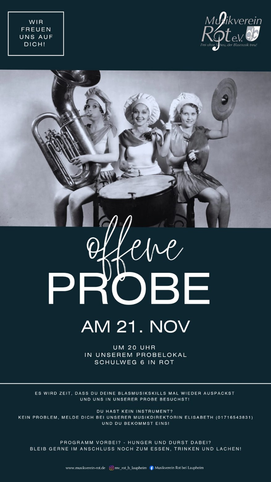 Offene Probe Musikverein Rot bei Laupheim am 21. November 2025 Flyer Offene Probe Musikverein Rot bei Laupheim